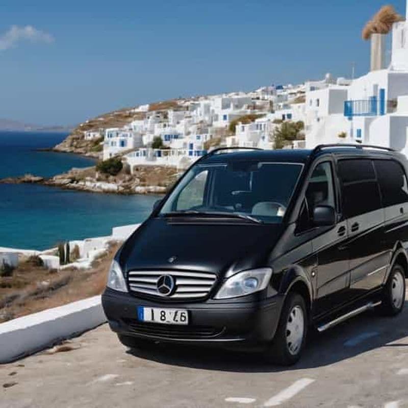 Billet Transfert privé : De l'aéroport de Mykonos aux moulins à vent - mini van