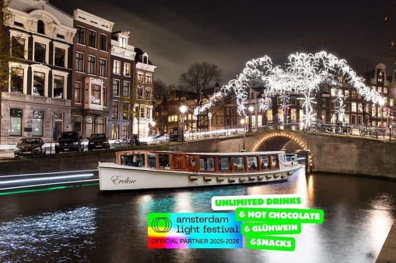 Billet Amsterdam : croisière chauffée au Festival des Lumières + vin chaud et amuse-bouche