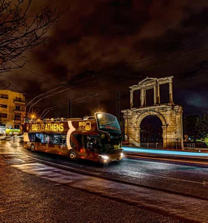 Billet Athènes : visite nocturne guidée en bus à toit ouvert