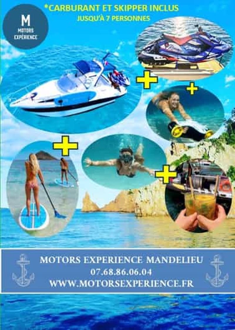Billet Mandelieu : Journée de bateau jet-ski paddle scooter des mers.