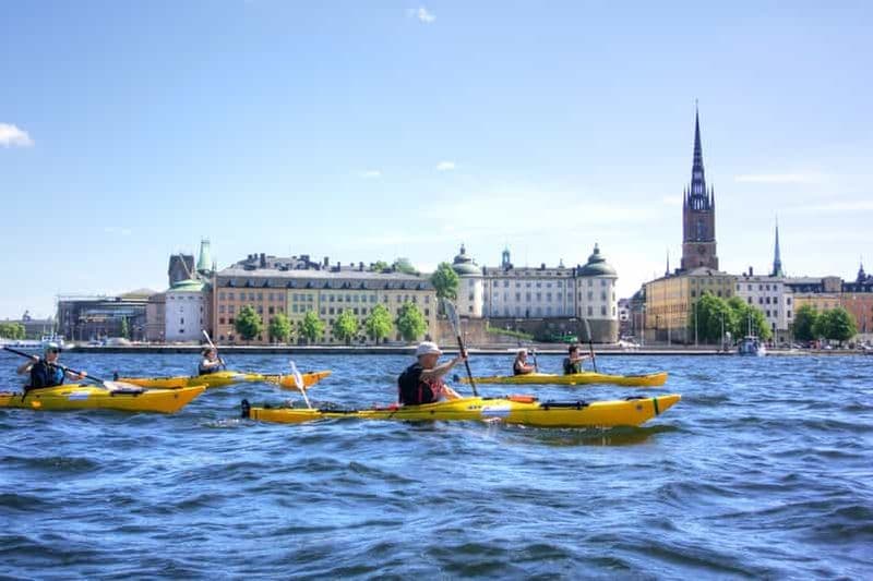 Billet Stockholm : visite guidée de la ville en kayak et repas d'été en option
