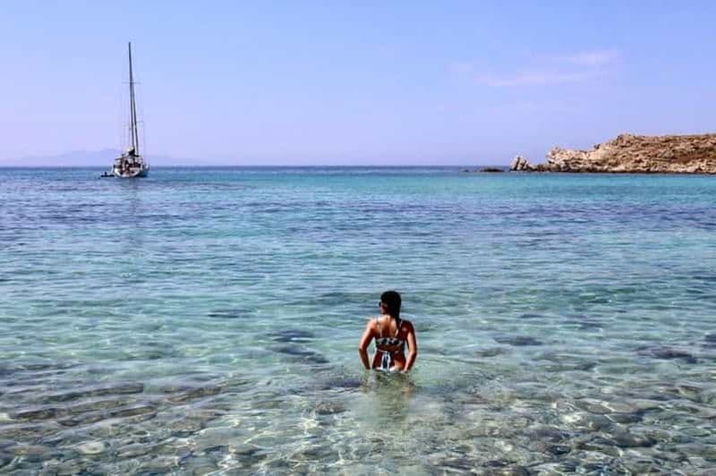 Billet Mykonos : croisière au coucher du soleil vers Rhenia, visite des plages, dîner