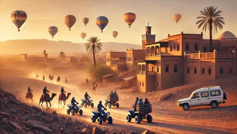 Billet Montgolfière au lever du soleil, balade à dos de chameau et quad depuis Marrakech
