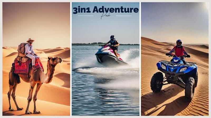 Billet 3 activités en 1 jour : Balade à dos de chameau, Jet Ski et Quad
