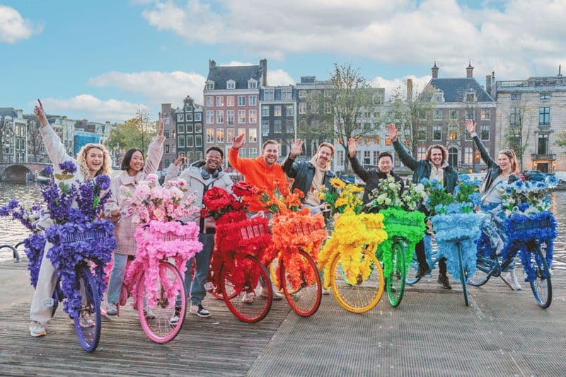 Billet Amsterdam : centre-ville, visite guidée à vélo sur des vélos fleuris