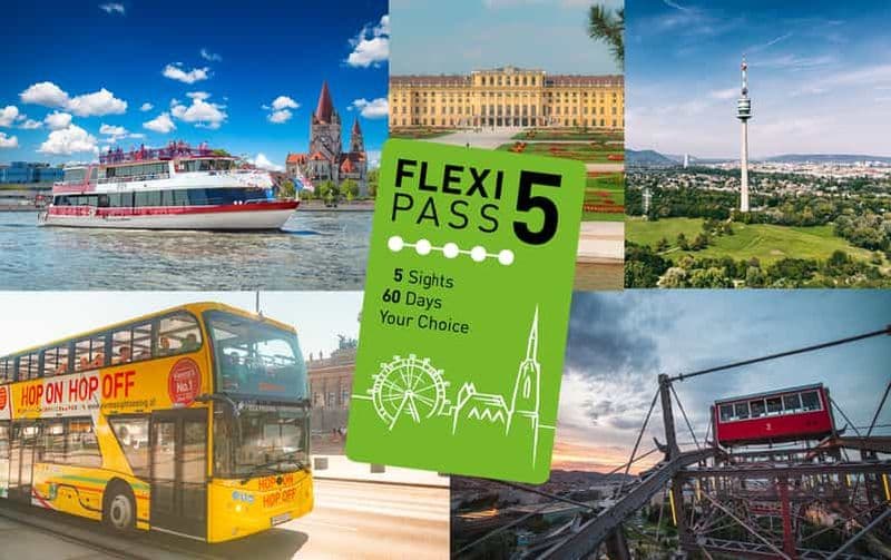 Billet Schönbrunn, Tour du Danube, bateau, roue et bus à arrêts multiples - Pass FLEXI