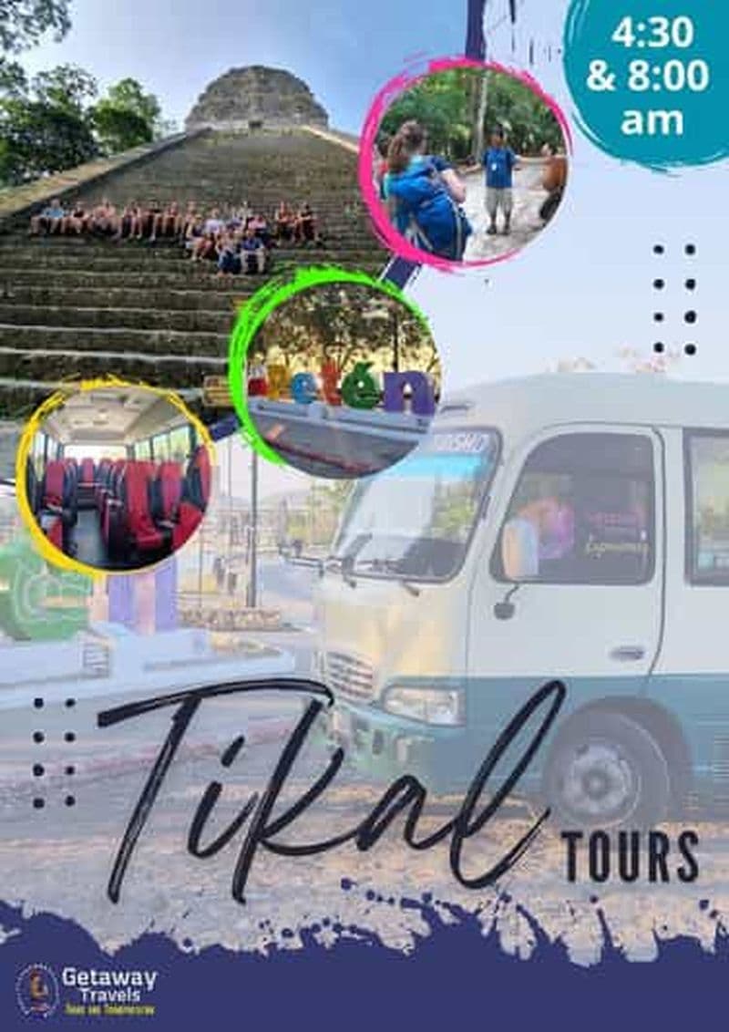 Billet Visite et transport avec guide à Tikal