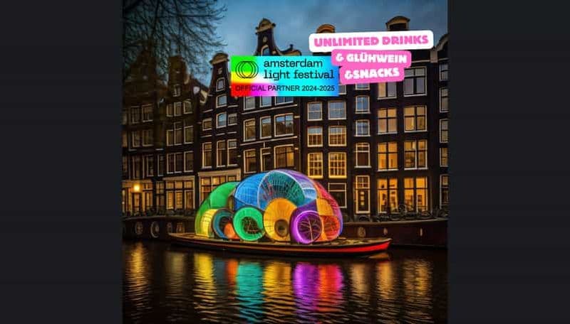 Billet Amsterdam : croisière Light Festival + stroopwafel et chocolat chaud
