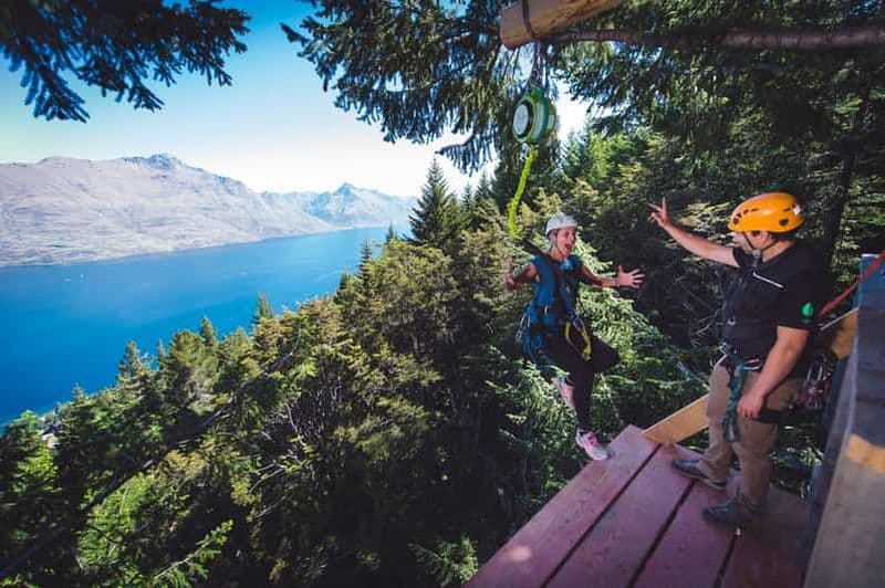 Billet Queenstown : 1 heure de zipline avec 2 lignes et 21 mètres de chute