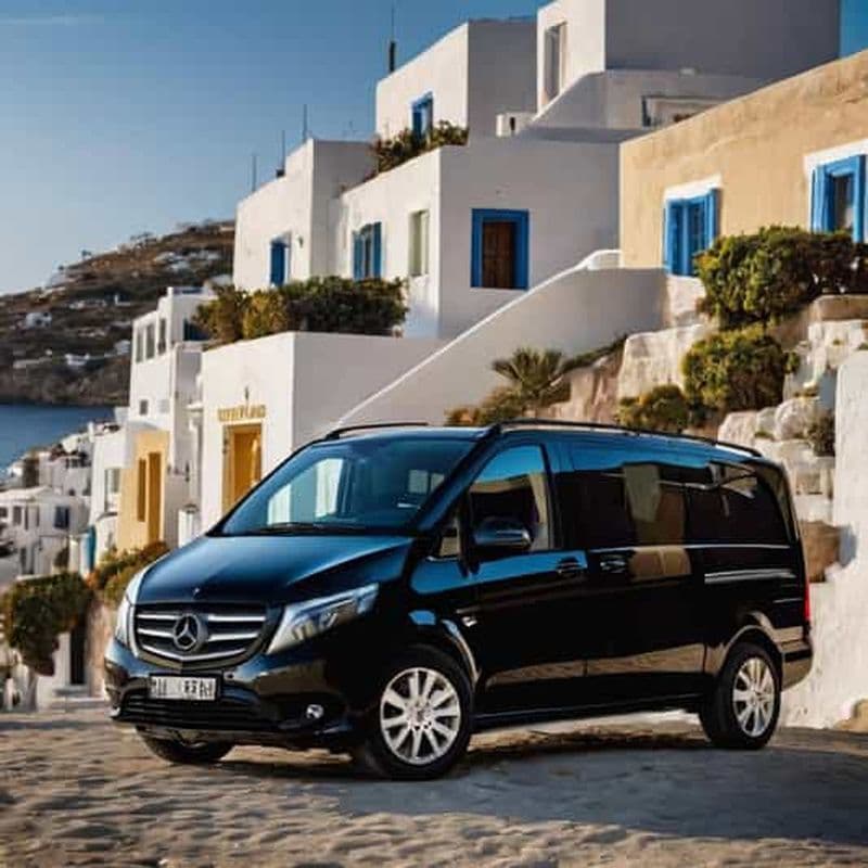 Billet Transfert privé : Vieux port de Mykonos à l'aéroport en minibus