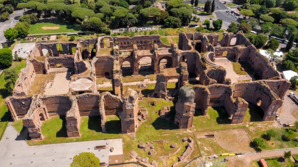 Vue aérienne des Thermes de Caracalla