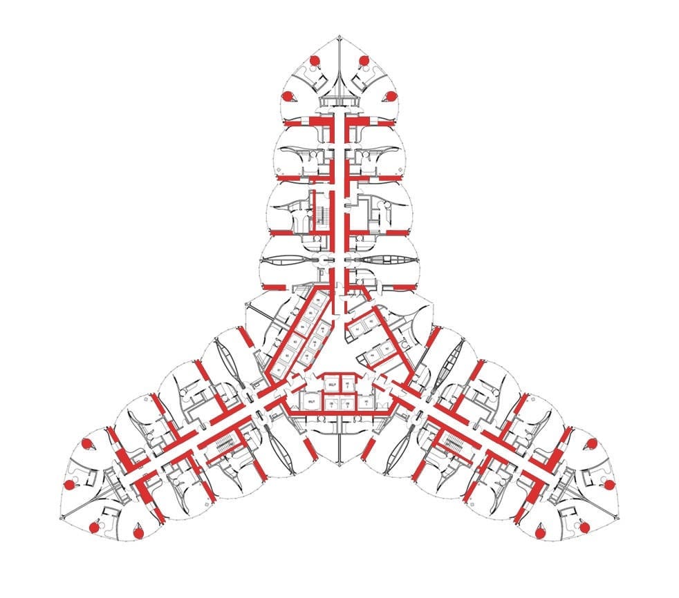 Le plan du sol du Burj Khalifa.