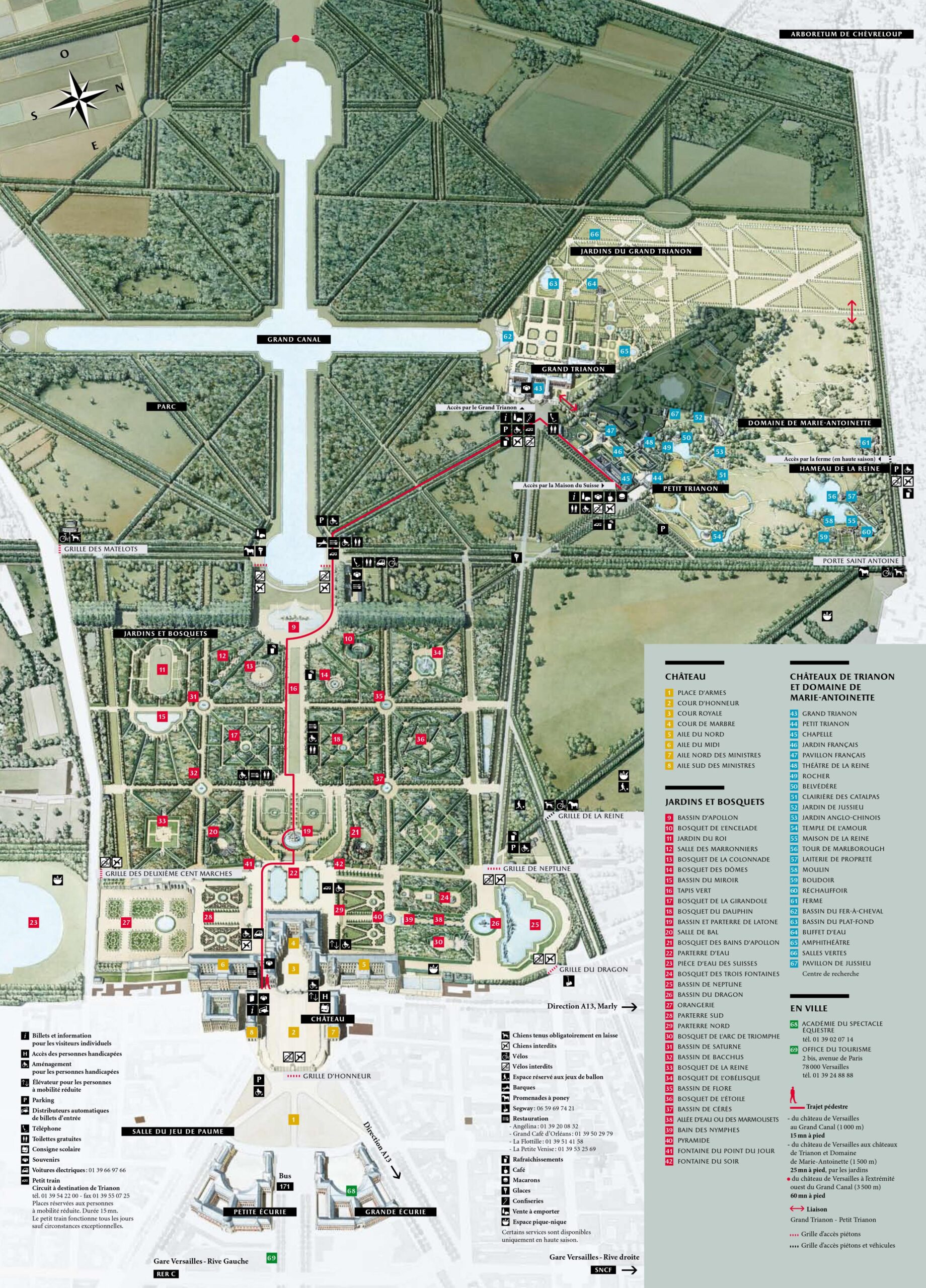 Plan élargi des jardins et du Château de Versailles