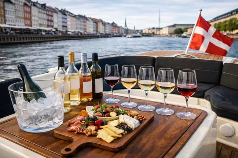 Copenhague : croisière privée de 2 heures sur les canaux avec dégustation de vin