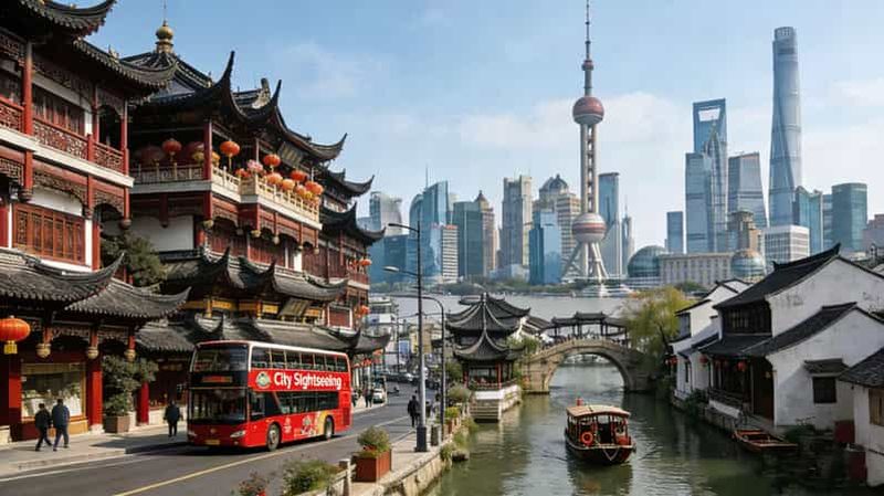 Shanghai : jardin Yuyuan, temple et village d'eau en bus à arrêts multiples