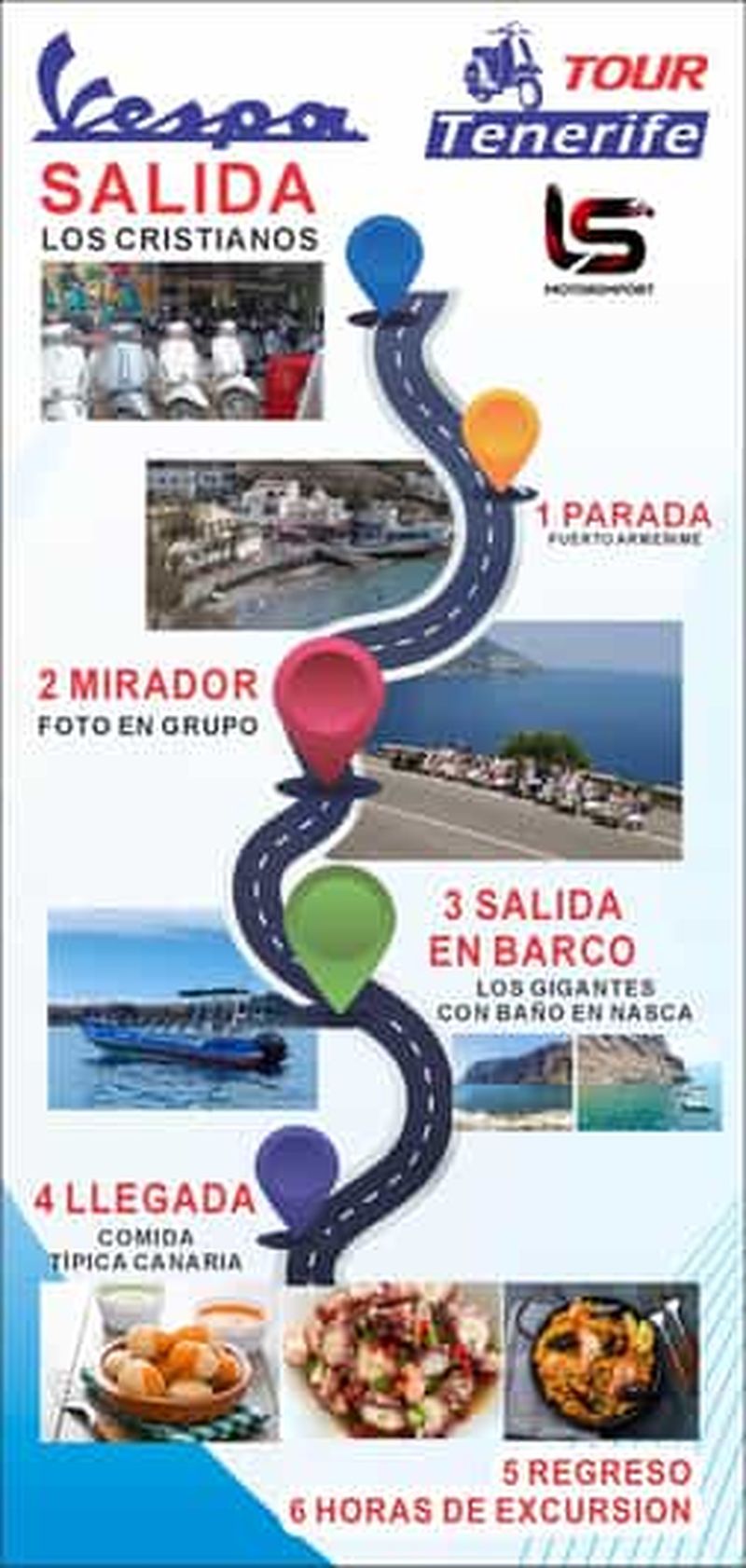 VESPA TOUR TENERIFE+VISITE EN BATEAU DES FALAISES DE LOS GIGANTES+BAIN +LUNCH