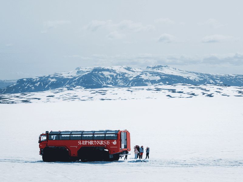 Gullfoss : Tour du glacier Langjökull en camion monstre Sleipnir