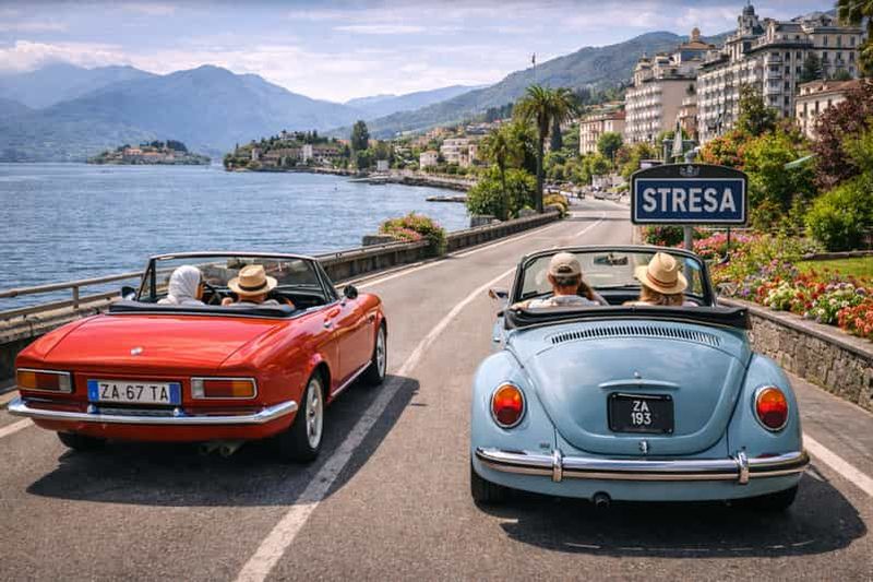 Depuis Milan : excursion privée d'une journée au lac Majeur en voiture de collection
