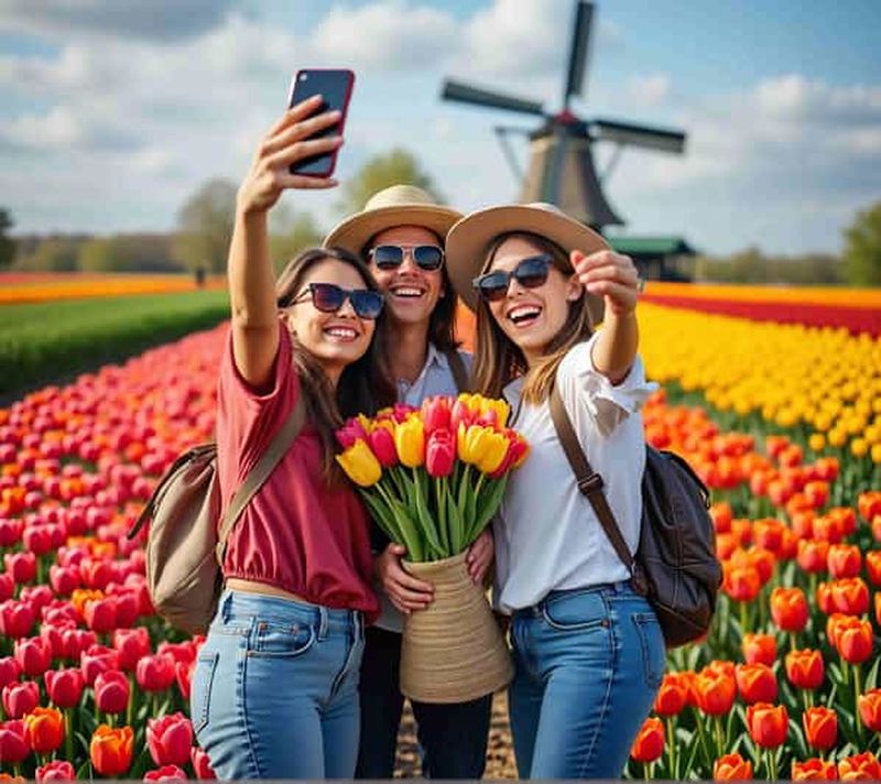 Amsterdam : visite d'une journée des jardins de tulipes de Keukenhof et de Zaanse Schans