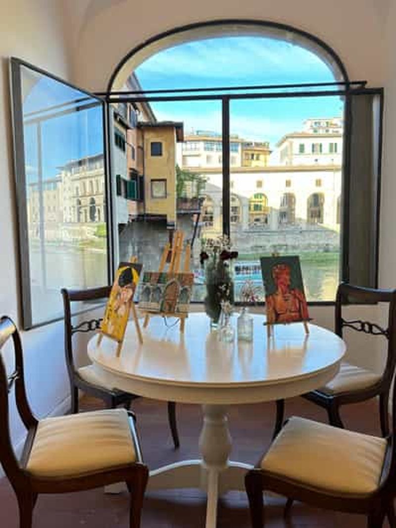 Florence : Peinture et vin avec vue sur le Ponte Vecchio