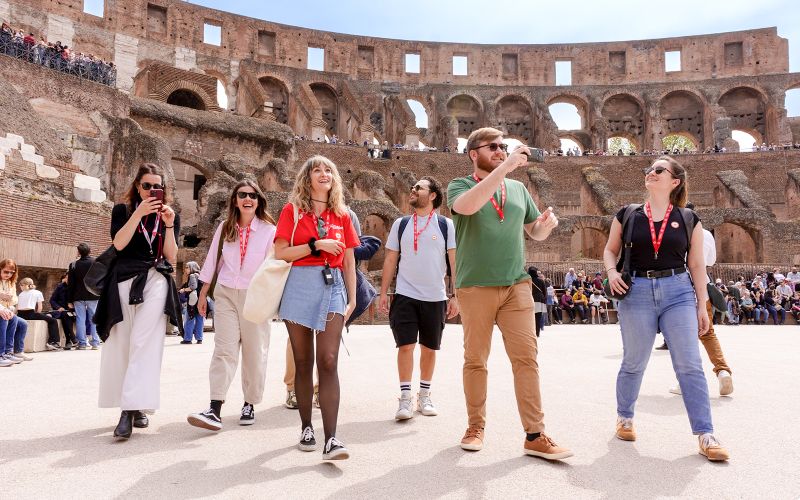 Colisée, colline du Palatin et Forum romain avec visite guidée exclusive du sol de l'arène