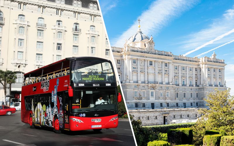 Combo : Visite de Madrid en bus Hop-on Hop-off + Billets Skip-the-Line pour le Palais Royal de Madrid