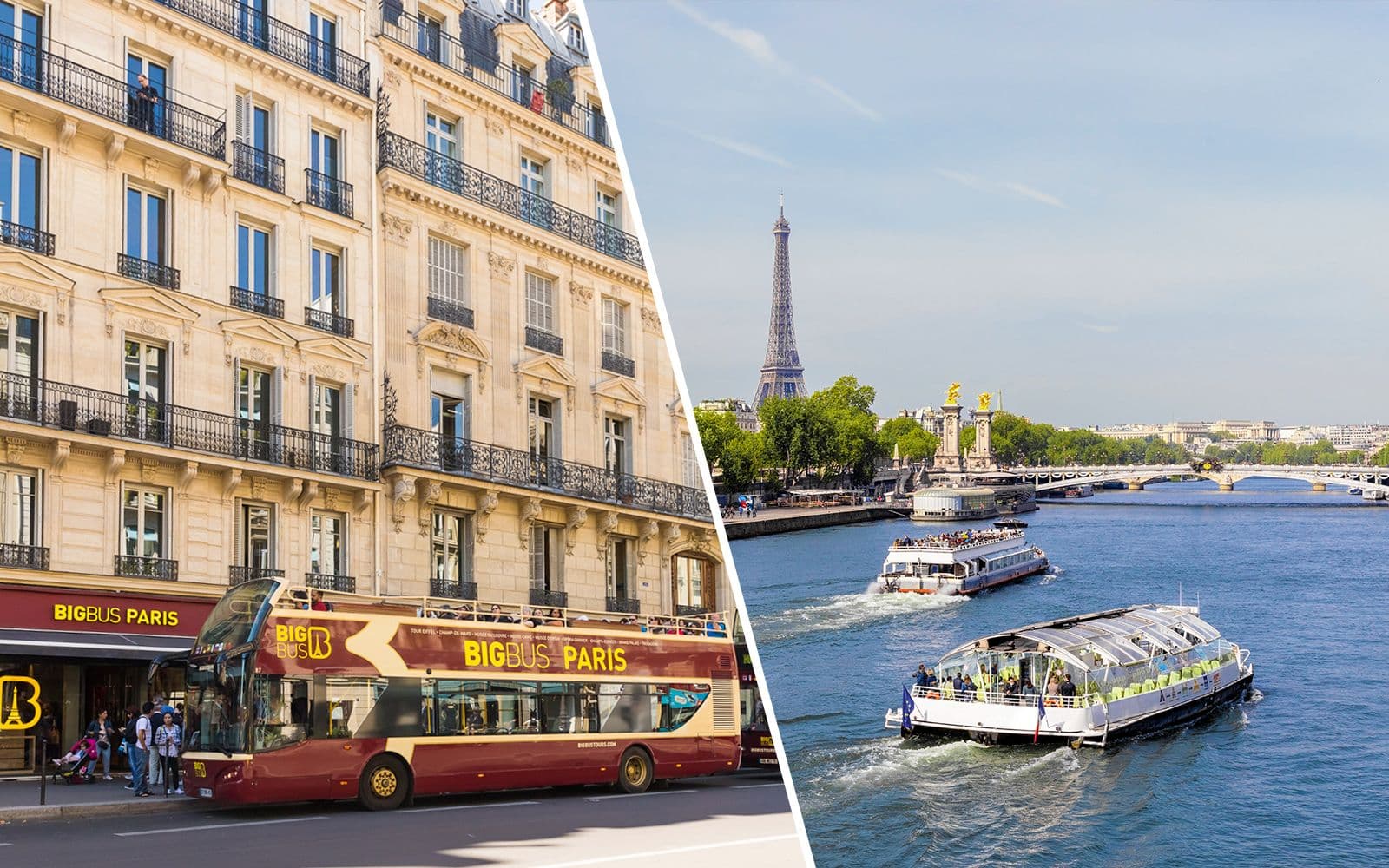 Billet Big Bus : tour en bus Hop-On Hop-Off Hop-Off Paris + croisière sur la Seine