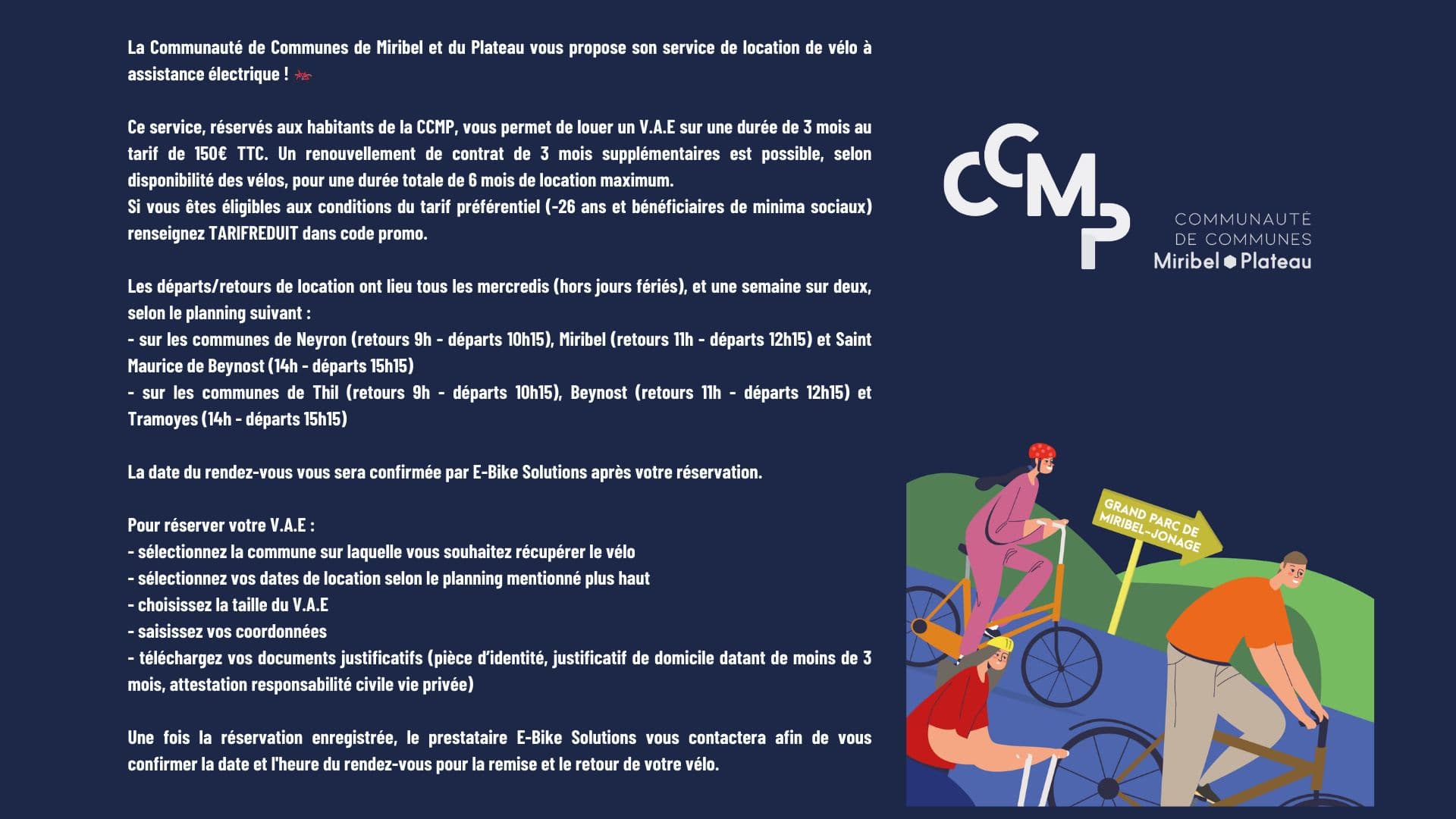 Billet Location de vélos chez Communauté de Communes Miribel et du Plateau